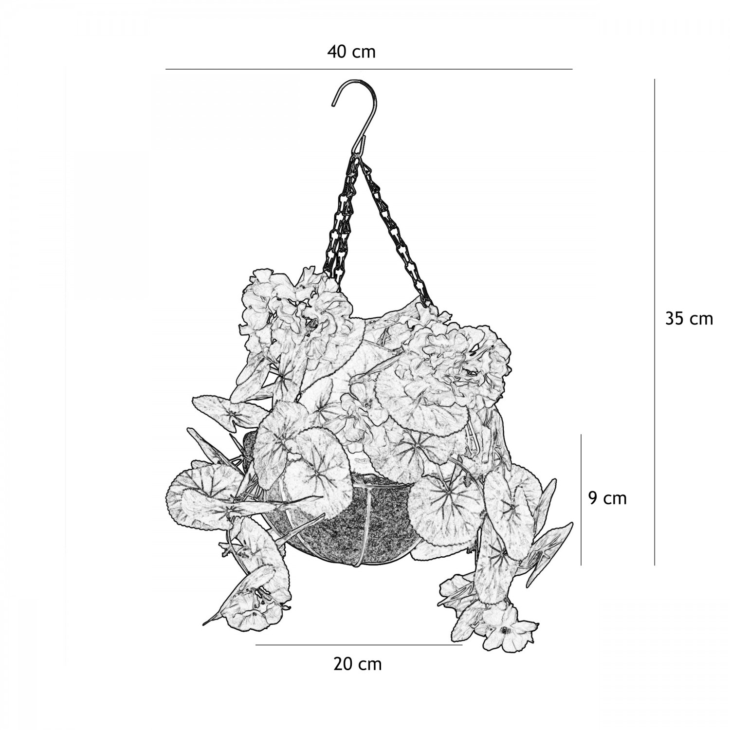 Geranium artificiel suspension 35cm