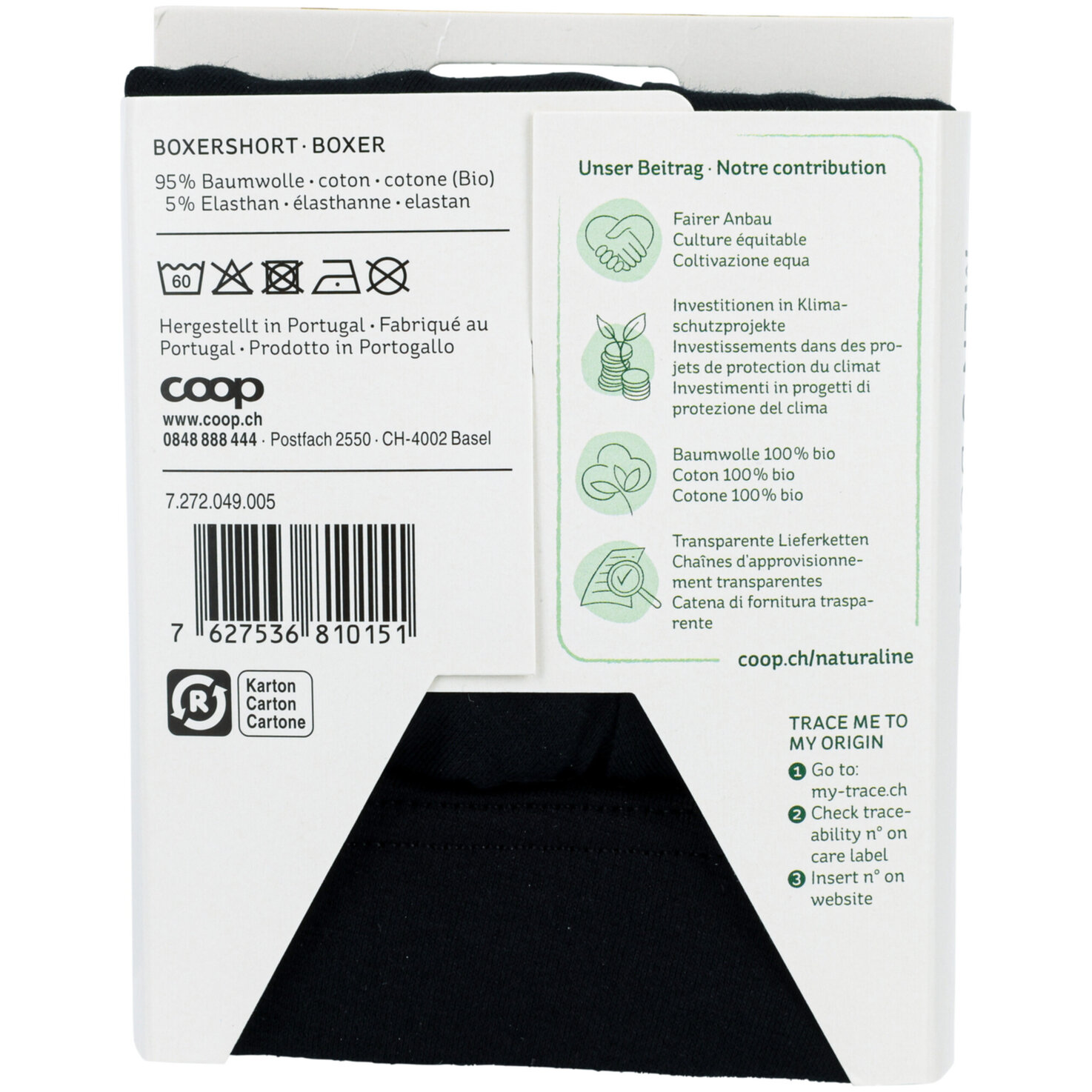Naturaline Textil Herren Boxer schwarz S