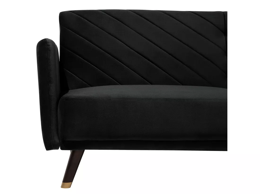Canapé convertible 3 places en velours noir SENJA