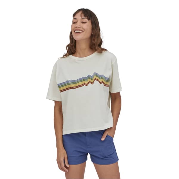 T-shirt randonnée PATAGONIA W'S RIDGE RISE STRIPE ORGANIC EASY CUT TEE BIRCH WHITE