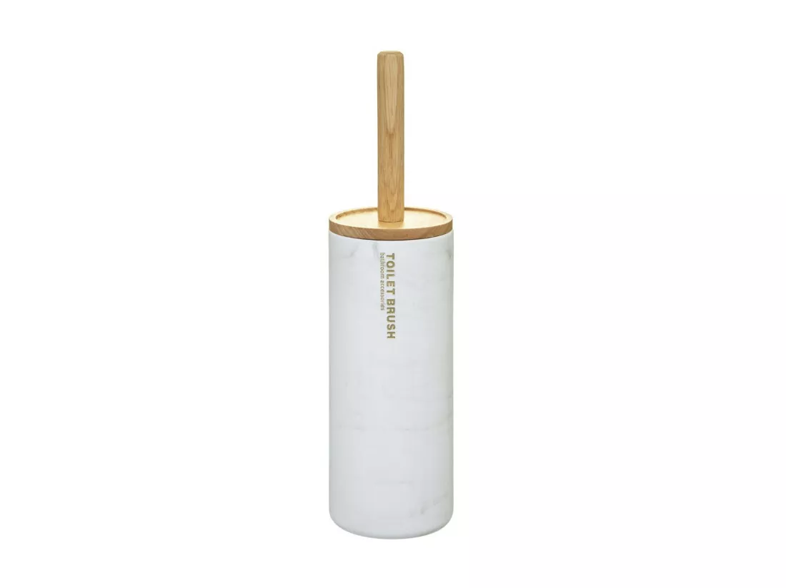 Brosse WC avec support en résine Blanc marbré