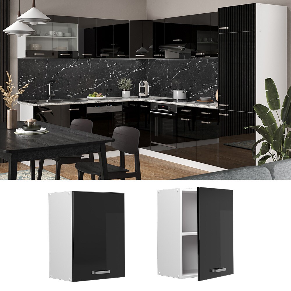 Vicco Hängeschrank Küchenschrank R-Line Solid Weiß Schwarz 45 cm modern