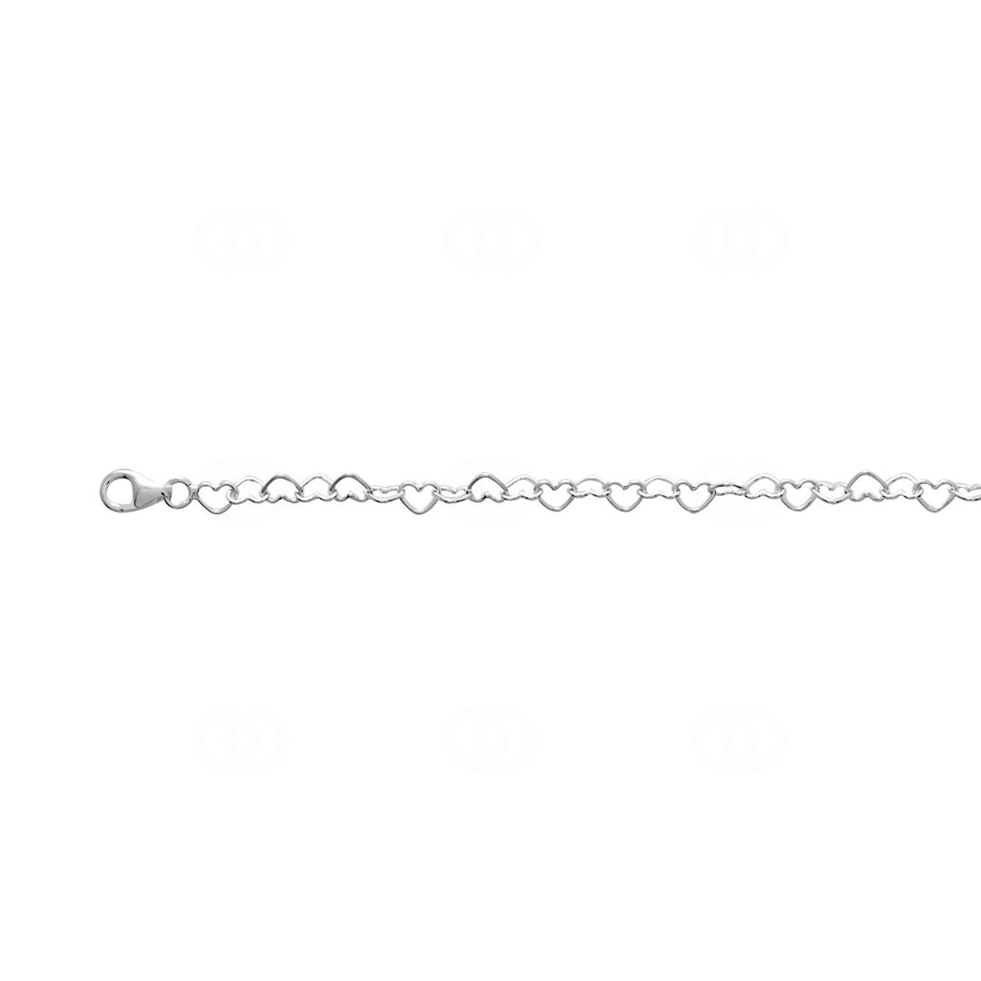 Fusskette Fantasie 925 Silber rhodiniert Herz 26cm