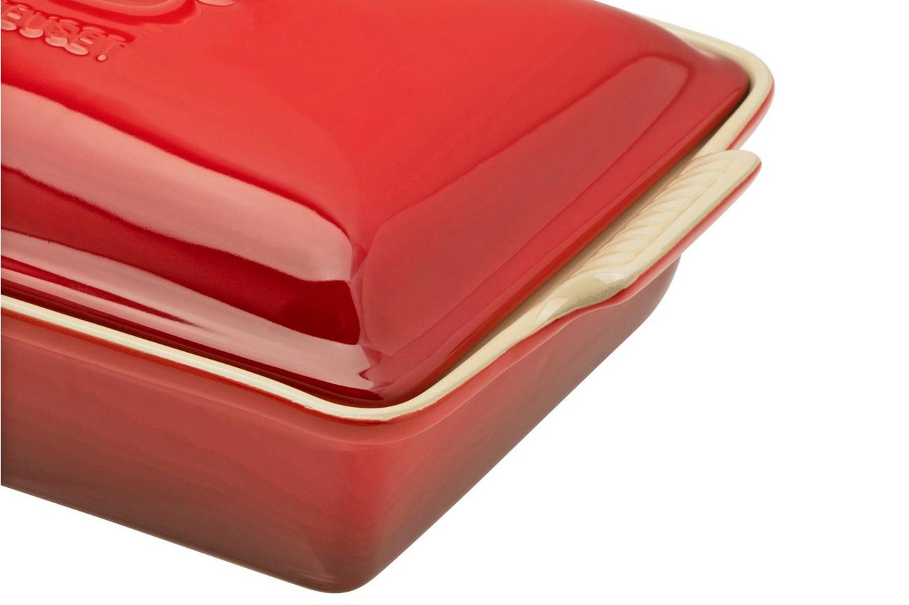 Le Creuset ovenschaal rechthoekig met deksel, 33 cm, rood