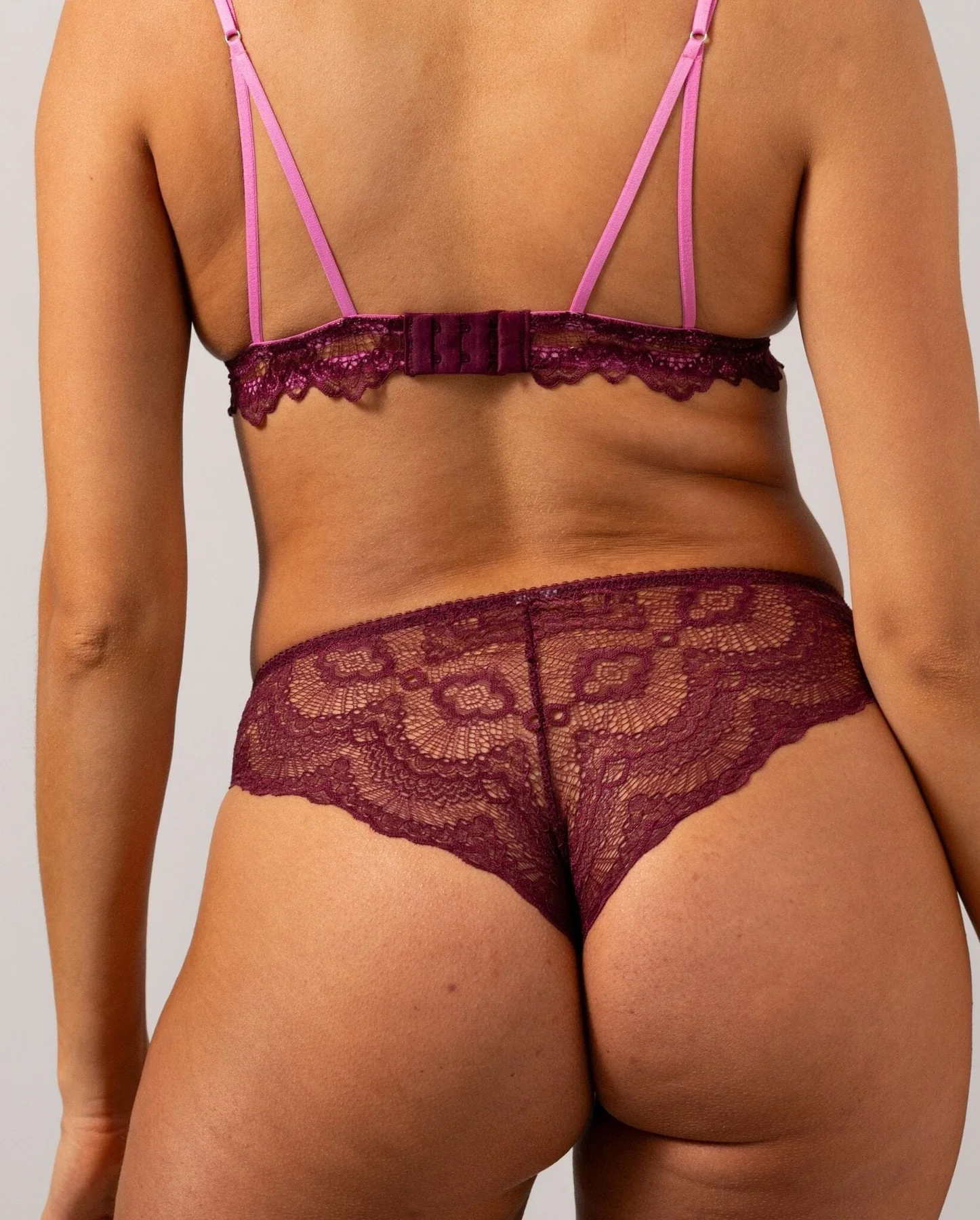 Understatement Underwear Lace Triangle Bralette burgundy candy pink