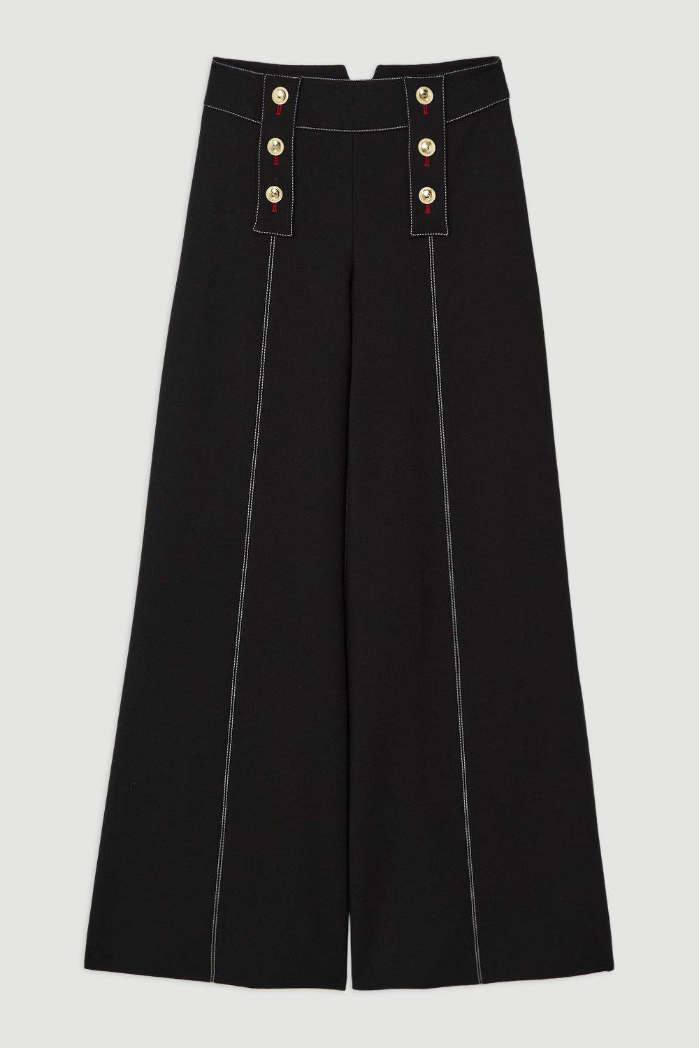 KarenMillen Pantalon Évasé Taille Haute Ajusté en Tissu Stretch Compact