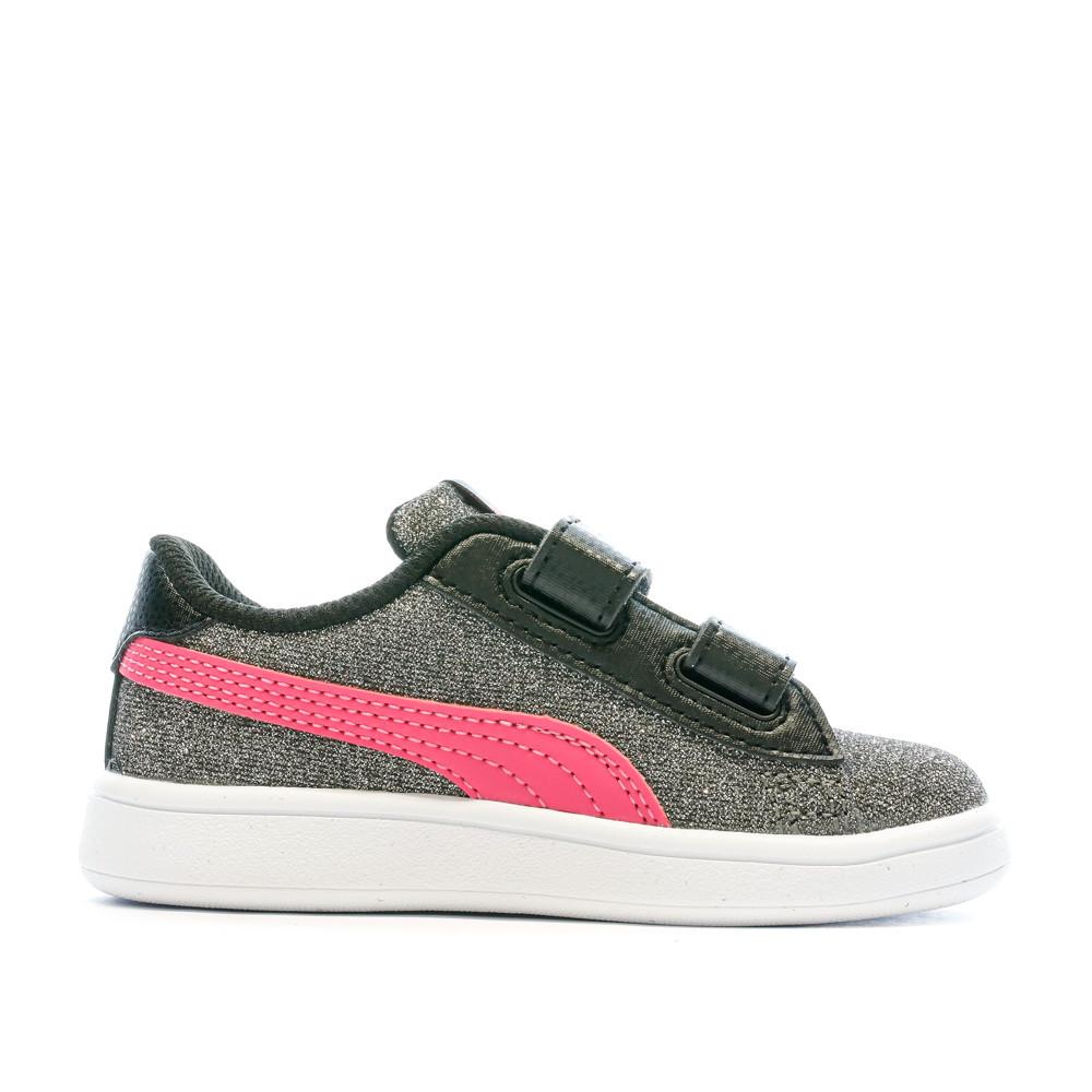 Puma Baskets Grises à paillette Fille Puma Smash Glitz Glam