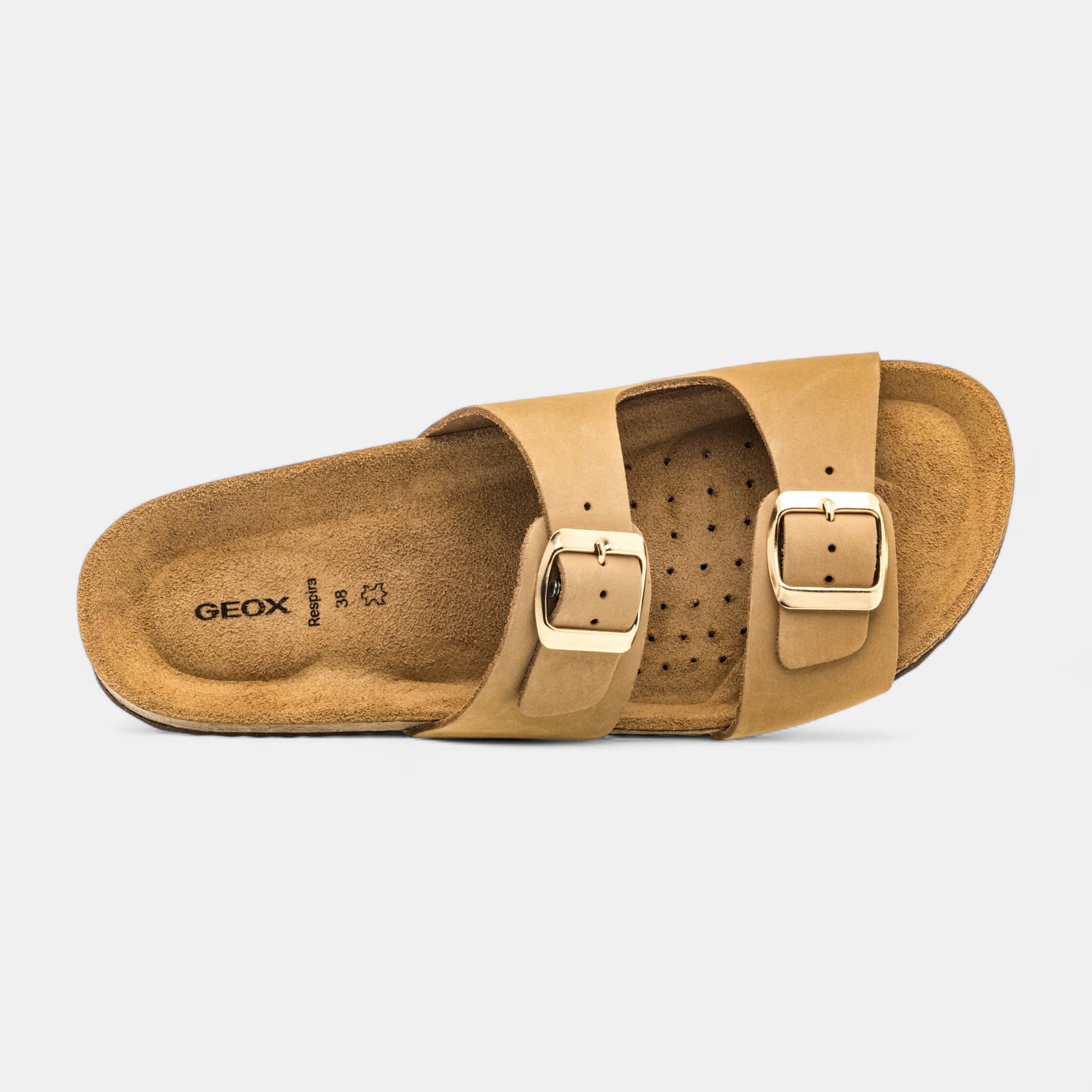 Mules semelle liège Femme en cuir taupe