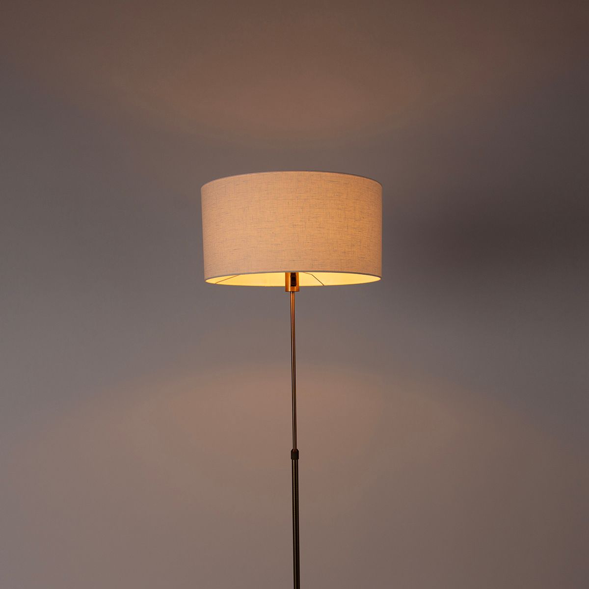 Vloerlamp verstelbaar brons met kap wit 50 cm - Parte