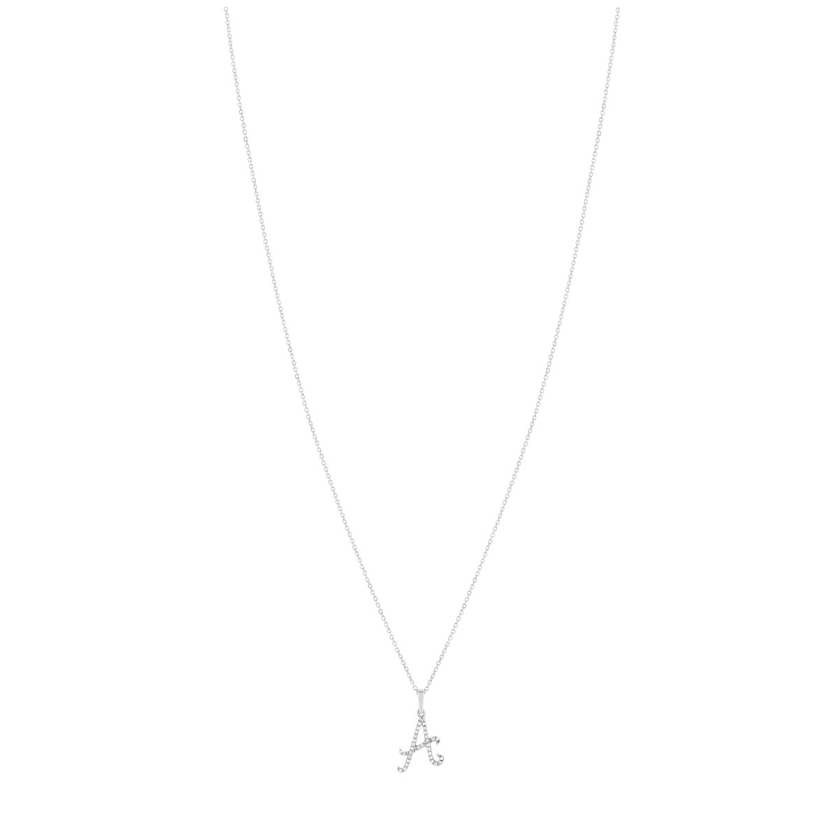 Collier or 375 blanc initiale diamants 45 cm