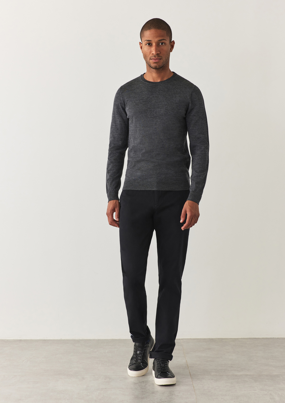 Chino slack skinny en coton stretch uni noir