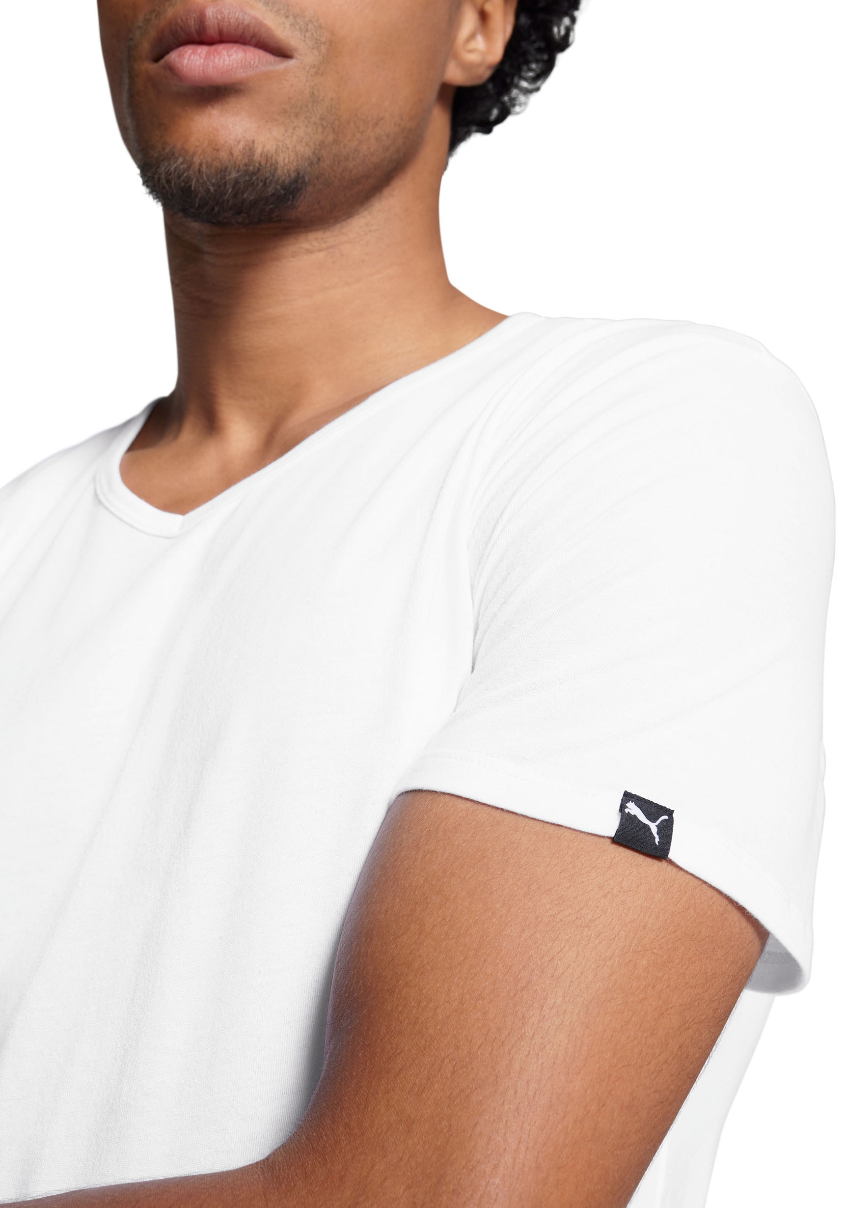 PUMA T-Shirt »PUMA BASIC 2P V-NECK TEE«, V-Ausschnitt, Kurzarm, elastisch, Baumwolle