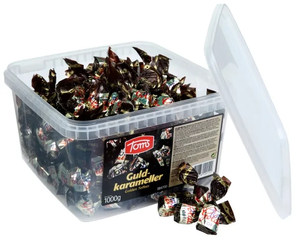 Toms Guld Karameller 1 kg i plastbøtte