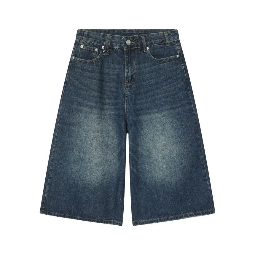 pinkdropper - Mid Rise Washed Gaucho Jeans