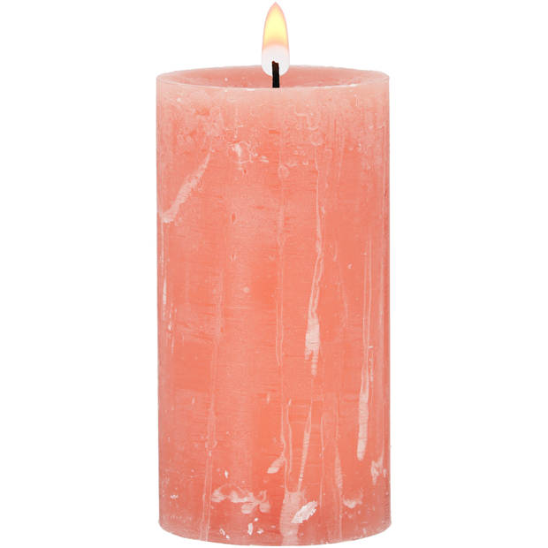 Blokker Rustieke Kaars - 7x13 cm - Perzik