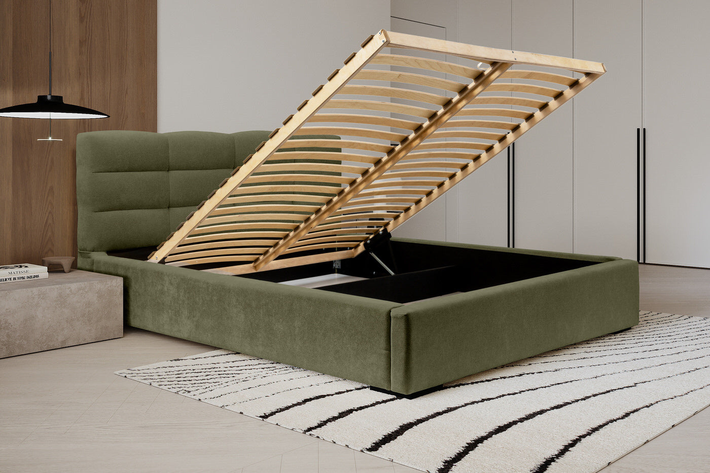 Trae Mobler Faro 140 x 200 cm Gestoffeerd Bed Bosgroen
