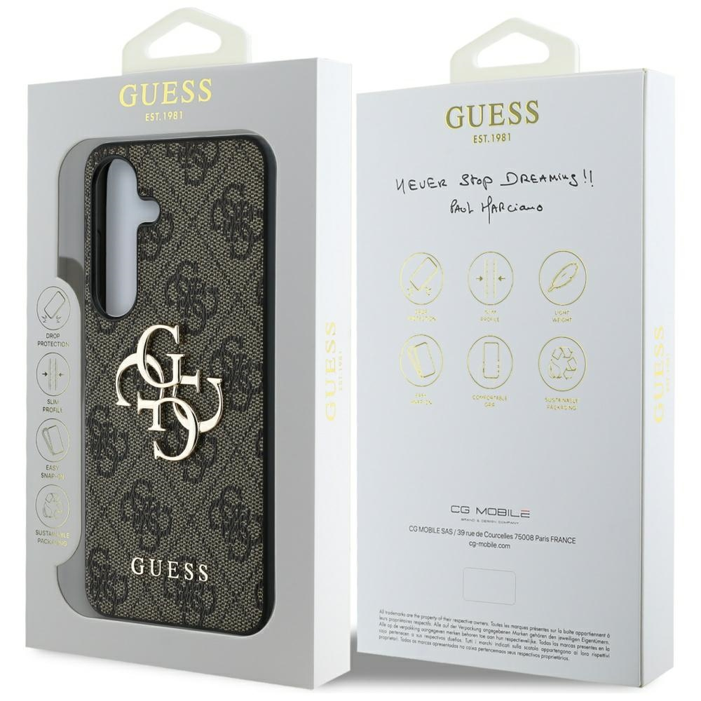 Samsung Galaxy S25  Plus Leder Hardcase Hülle 4G Big Metal Logo (GUHCS25M4GMGBR) - Braun