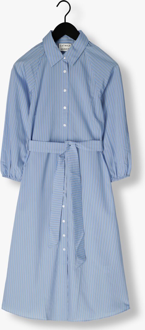 CATWALK JUNKIE blauw/wit gestreepte catwalk junkie midi jurk dr yasmin