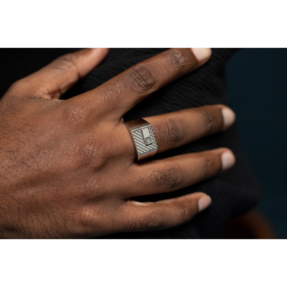 Chevalière Balthazar en Acier 316L avec diamant blanc