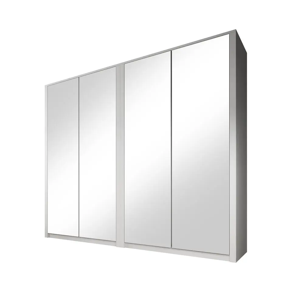 Meubella - Kledingkast Malibu - Wit - 226 cm - Met spiegel