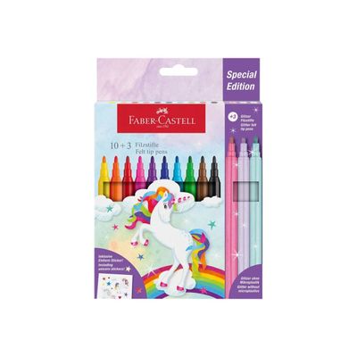 Faber-Castell Special Edition Licorne - 13 Crayons-feutres - couleurs assorties - encre à l'eau