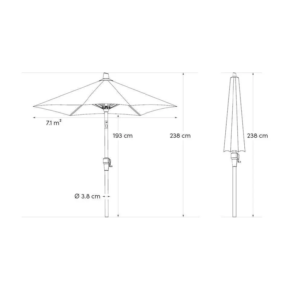 Platinum Riva stokparasol 3 m. rond - Teak Antraciet