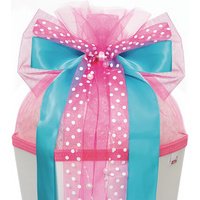 Ruban pour cornet scolaire 'Pink Dots', bleu clair/rose