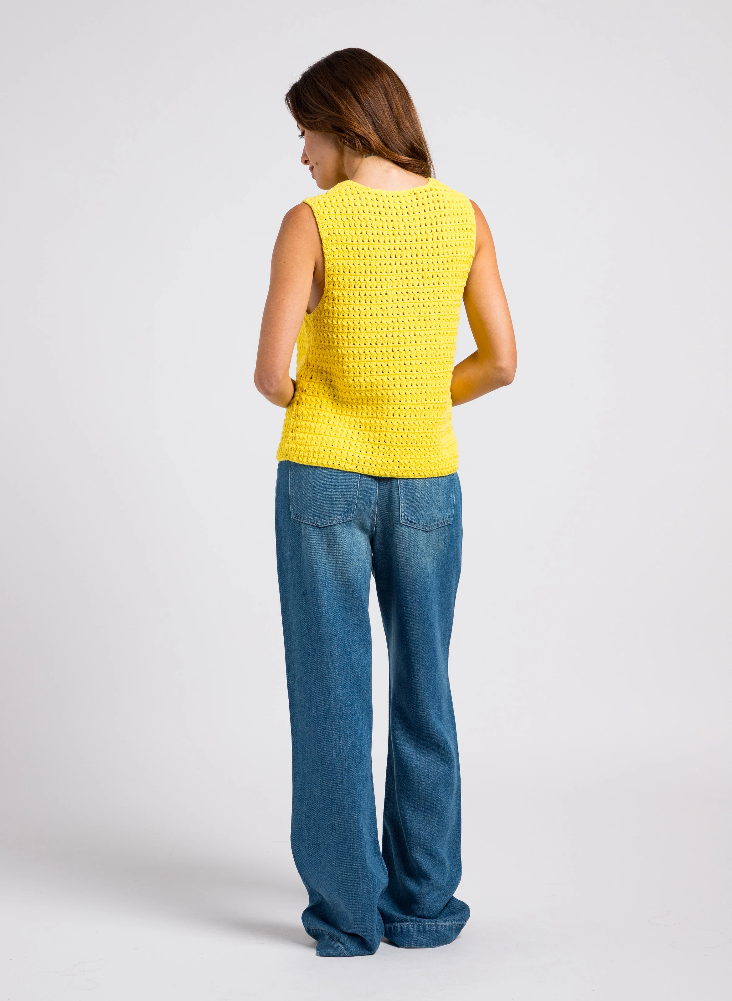 Jean large taille haute| Bleu