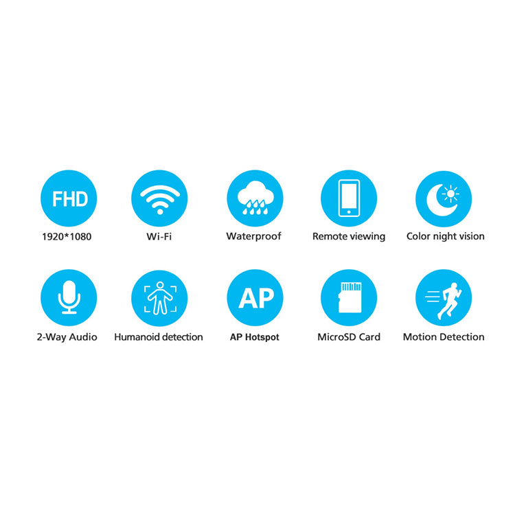 (2MP) WiFi Kamera HD 1080p / IR LED's Nachtsichtfunktion / Bewegungserkennung / Auto Tracking / AP / Audio / Micro SD / IP66 (iOS/Android)