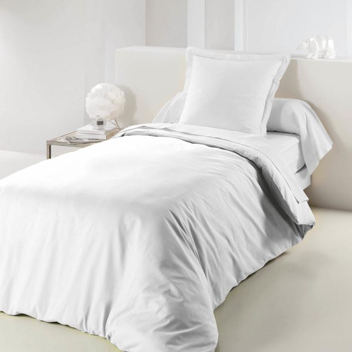 HOUSSE DE COUETTE 1 PERSONNE 140X200CM LINA BLANCHE