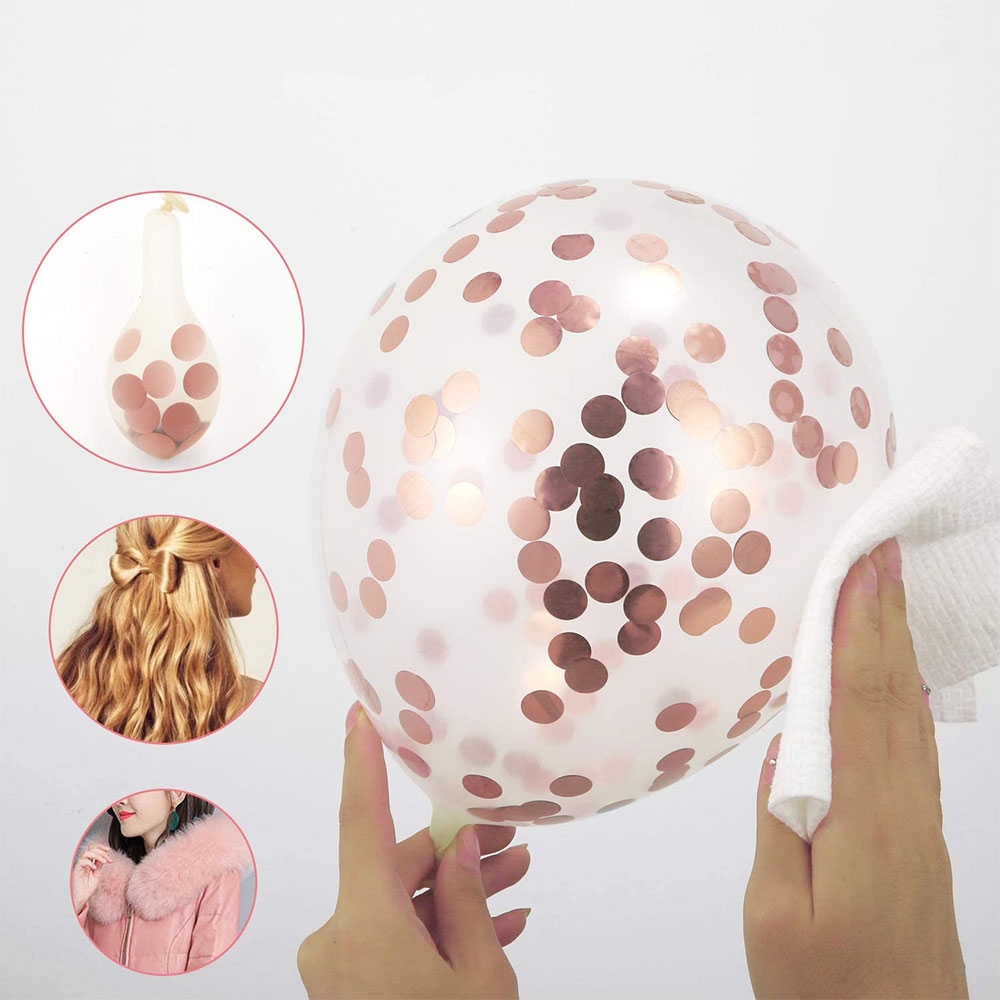 (48-tlg. Set) Party Ballons Latex- und Folienballons mit Konfetti - Roségold