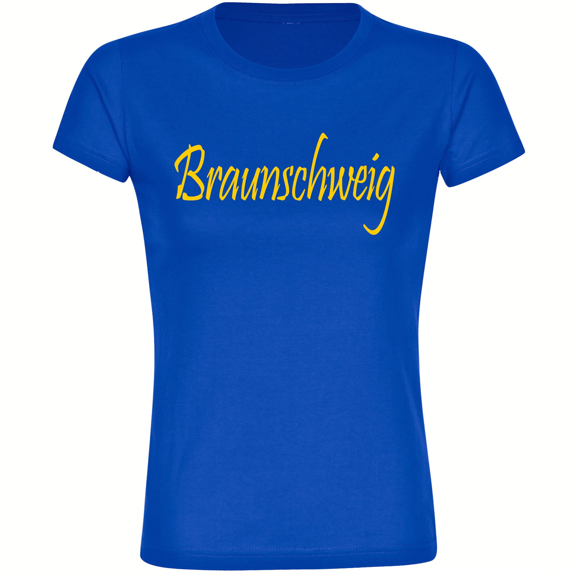 multifanshop® Damen T-Shirt - Braunschweig - Schriftzug - Druck gelb