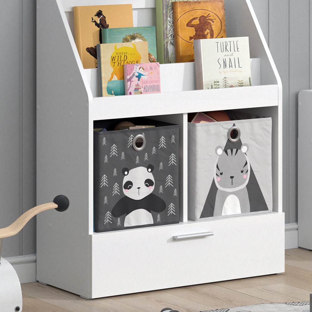 Vicco Kinderregal Bücherregal Wandregal Luigi Weiß 72x96 cm modern Kinderzimmer Regal Spielzeugregal Dekoregal Standregal Aufbewahrungsregal Würfelregal Schublade Ablage Fach freistehend Faltbox