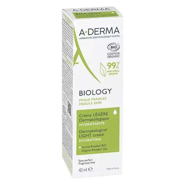 Creme Hidratante Dermatológico Orgânico Leve A-Derma Biology 40ml
