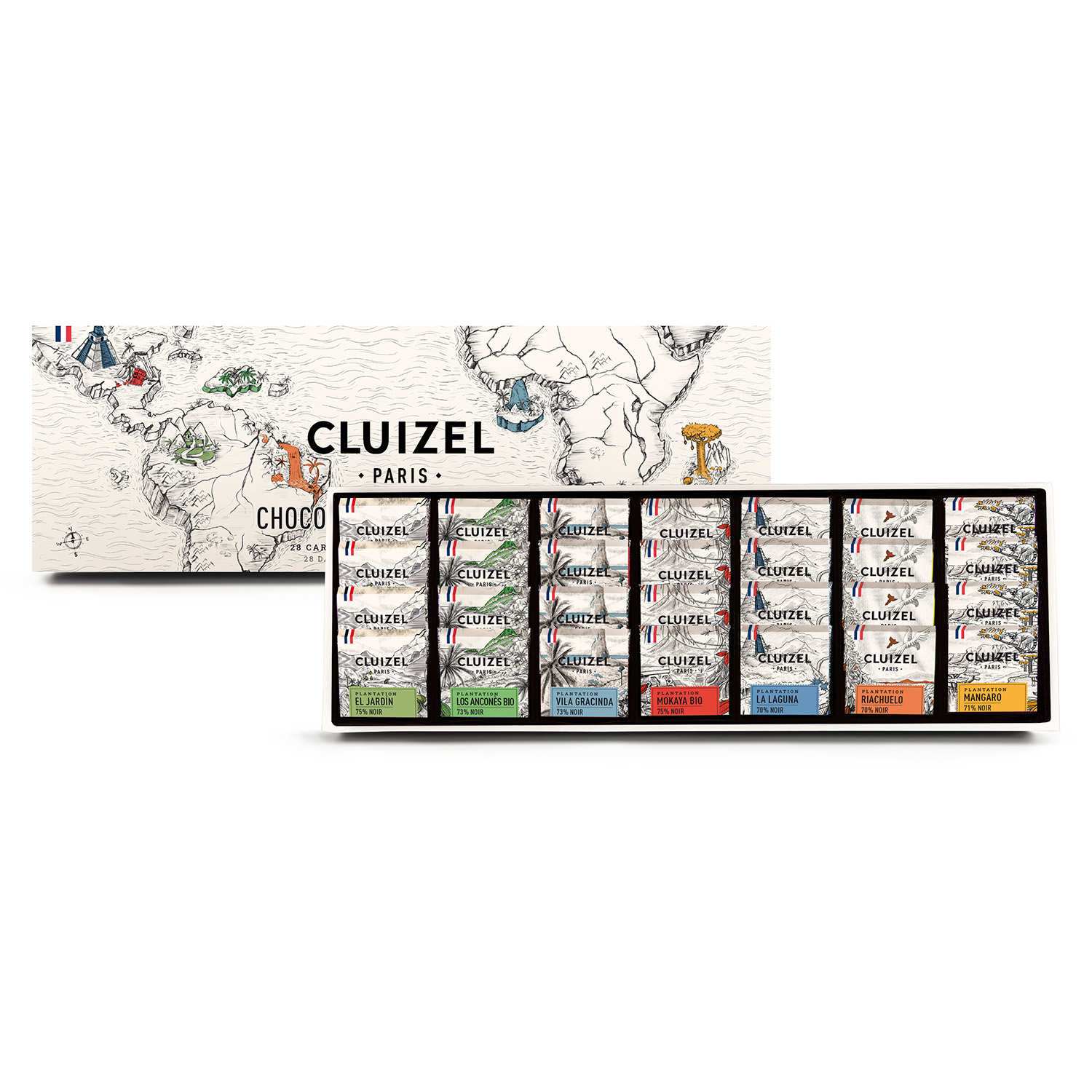 Coffret 28 chocolats 1ers crus de plantation de Cluizel