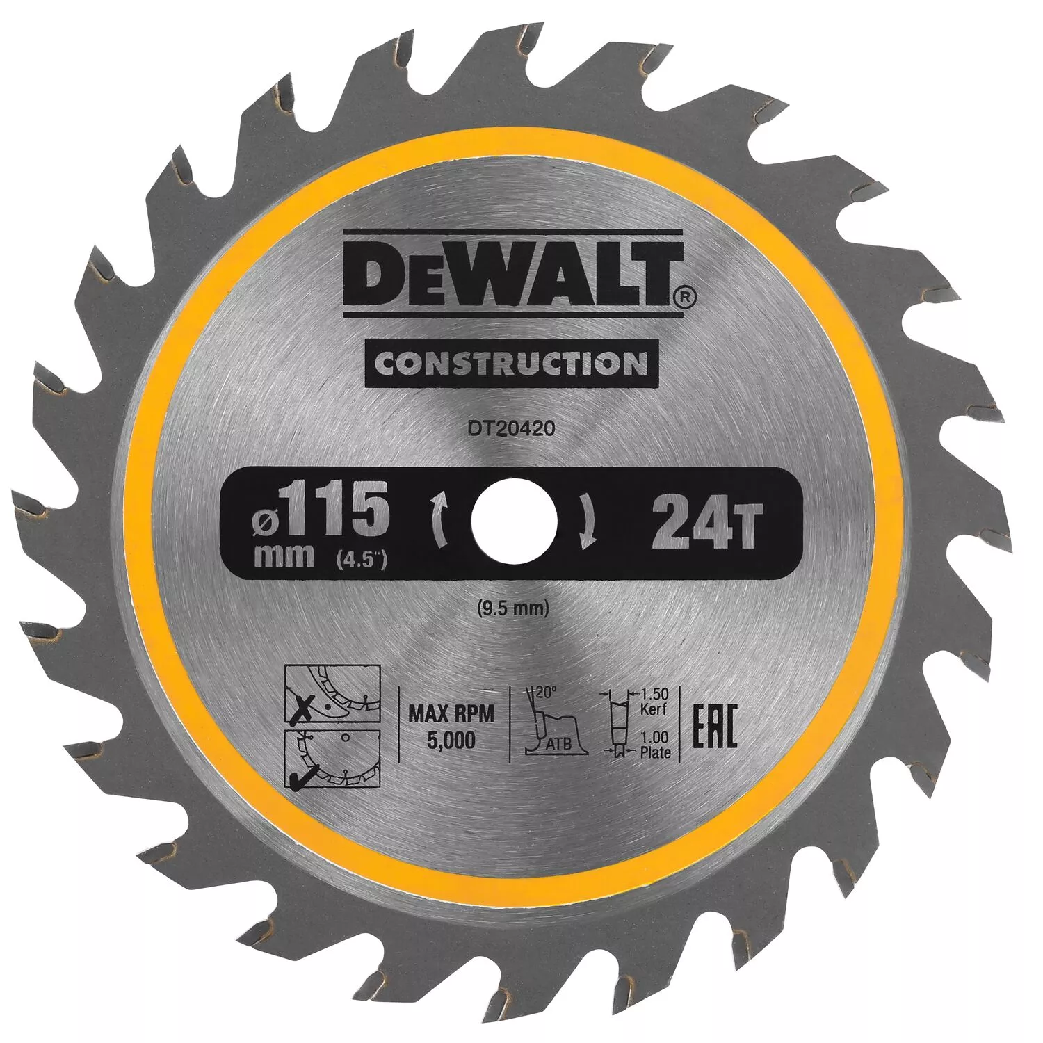 Dewalt DT20420 Cirkelzaagblad CZB 115x10x24t - 1,65 mm voor DCS571