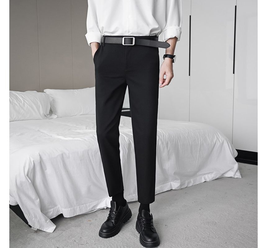 Lefitt - Hoge taille effen cropped taps toelopende broek (verschillende ontwerpen)