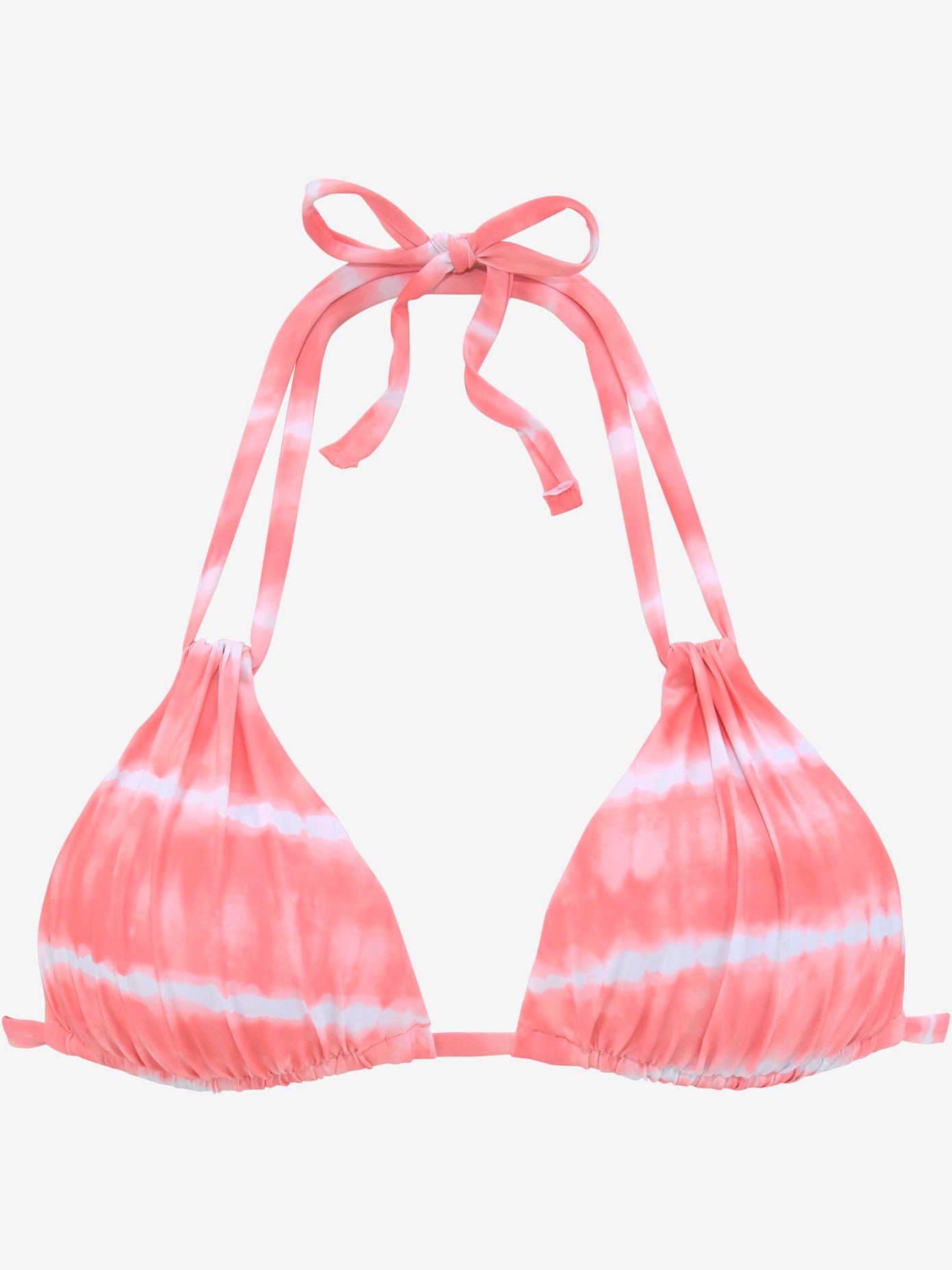 Haut de bikini triangle imprimé, effet de couleur différent pour chaque pièce