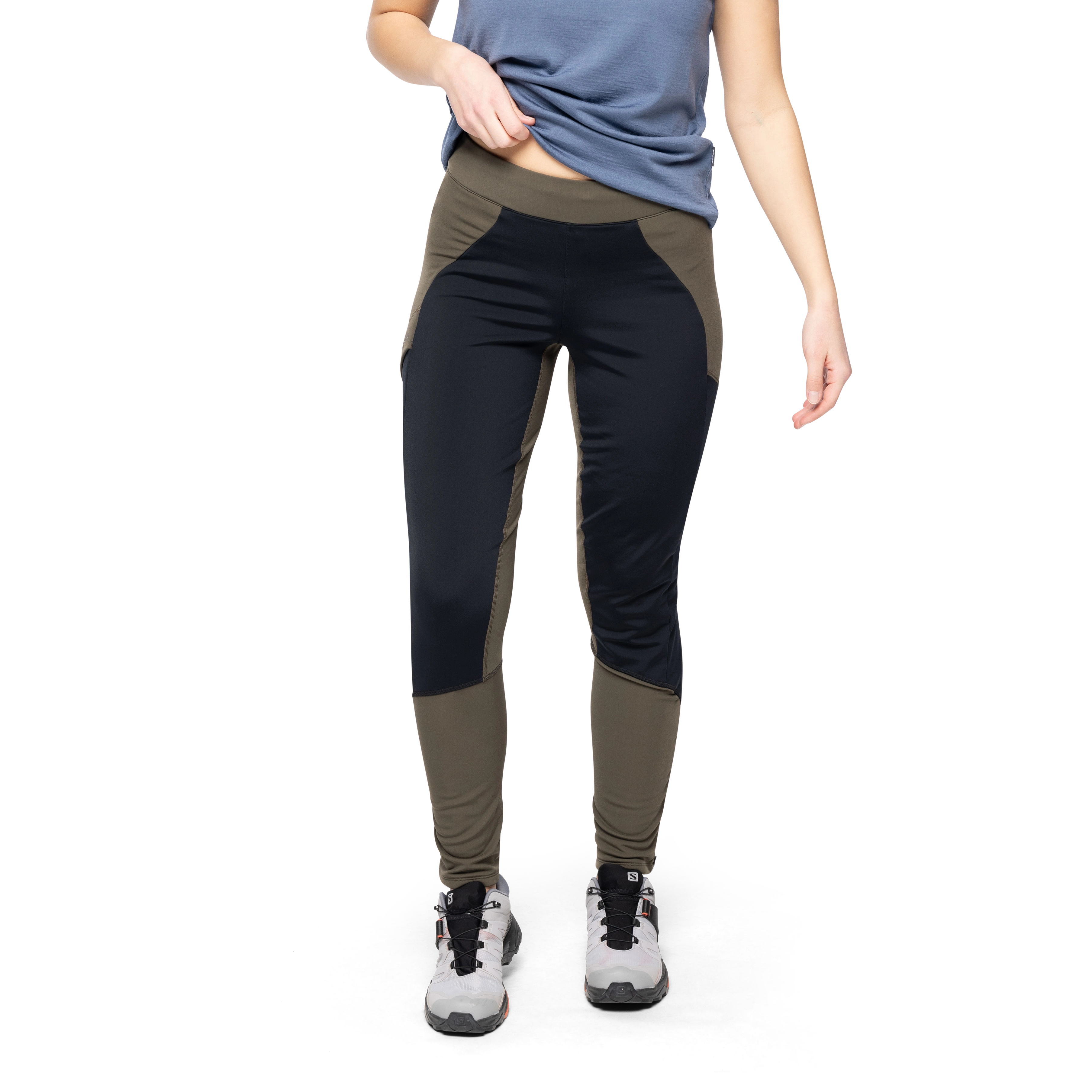 Fløyen Winter Tights Women Dark Green Mud / Black