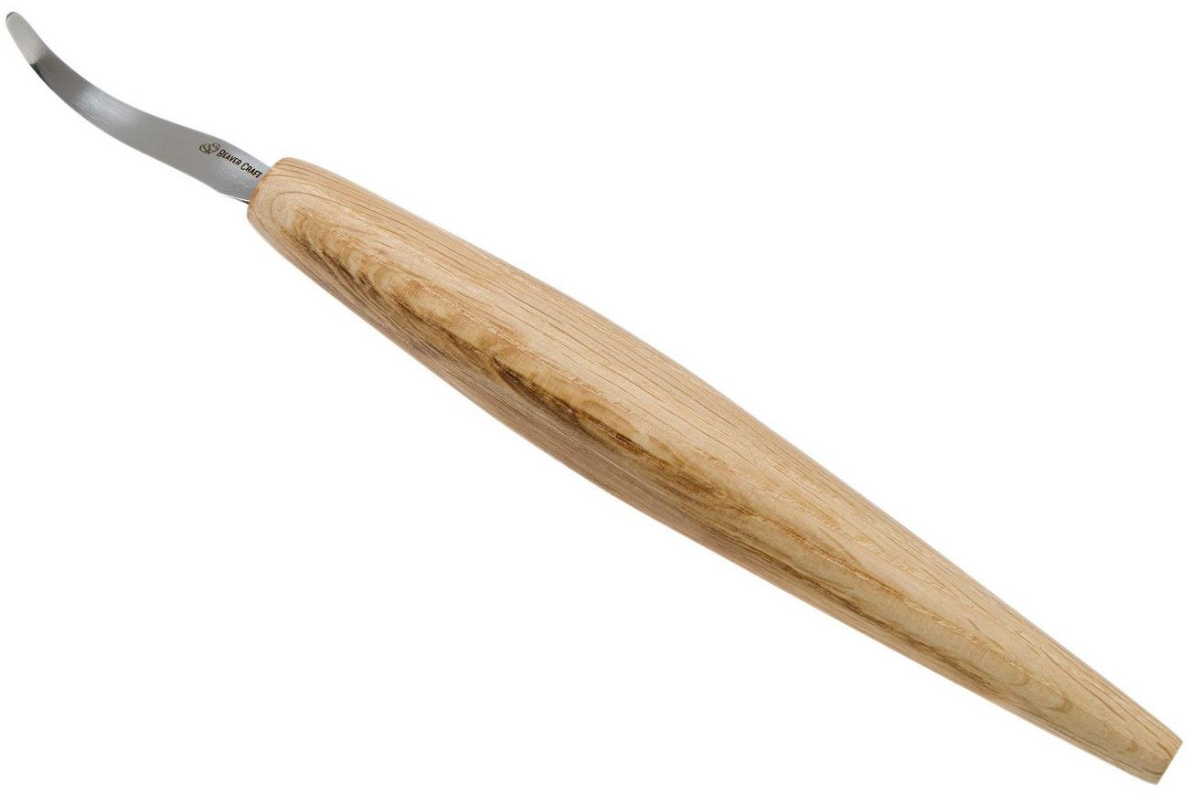 BeaverCraft Open Curve Hook Knife SK4S, rechtshandig lepelmes met schede