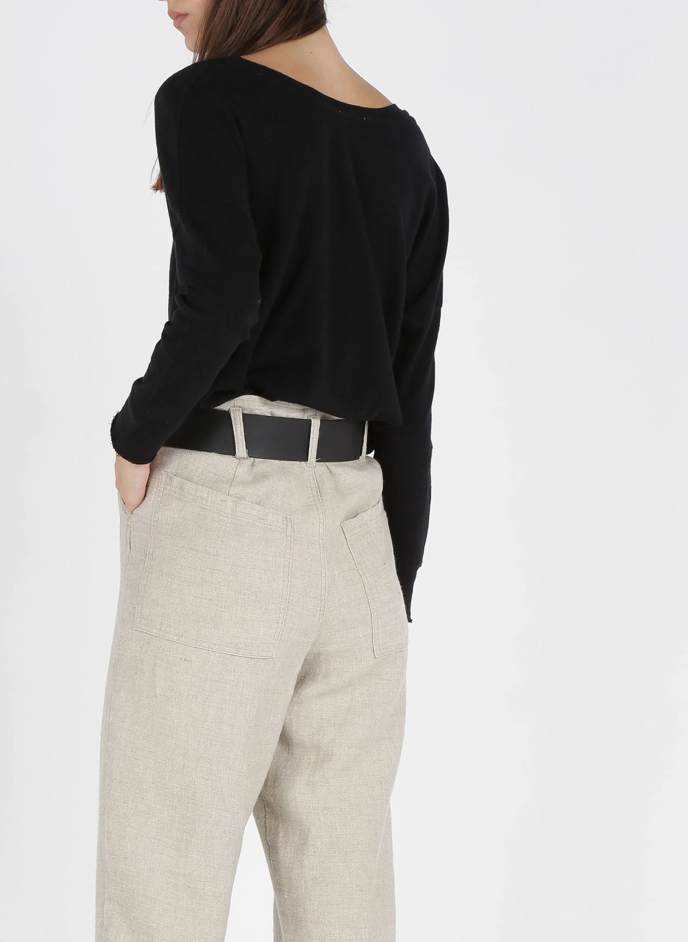 SONOMA - Tee-shirt col bateau en coton | Noir