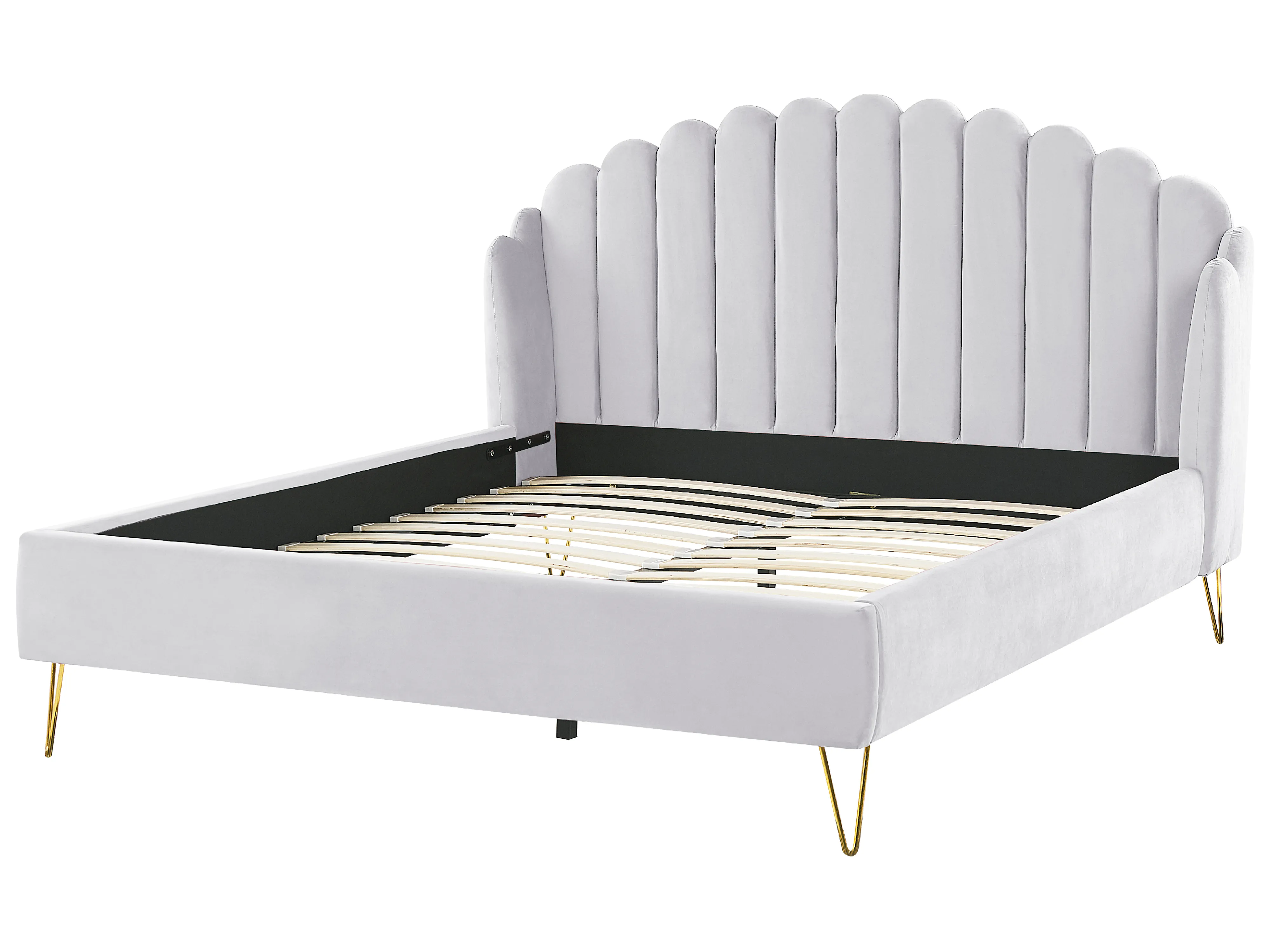 Bed Fluweel AMBILLOU 180 x 200 cm Lichtgrijs