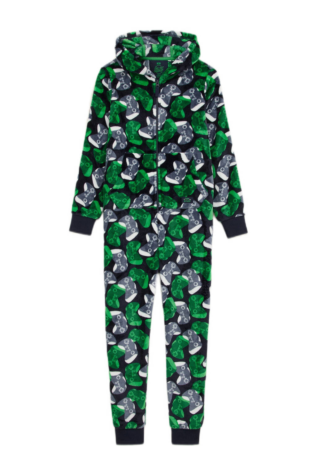 WE Fashion Onesie game controllers Donkerblauw/grijs/groen