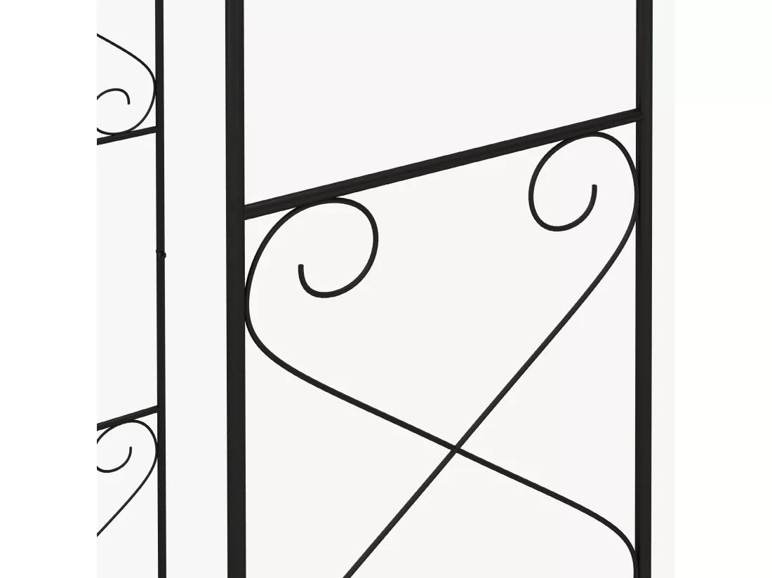 Arche de jardin avec portillon treillis style fer forgé métal époxy noir