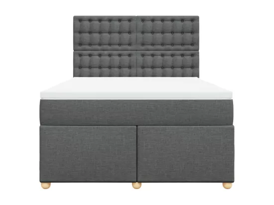 Sommier à lattes de lit avec matelas Gris foncé 160x200cm Tissu