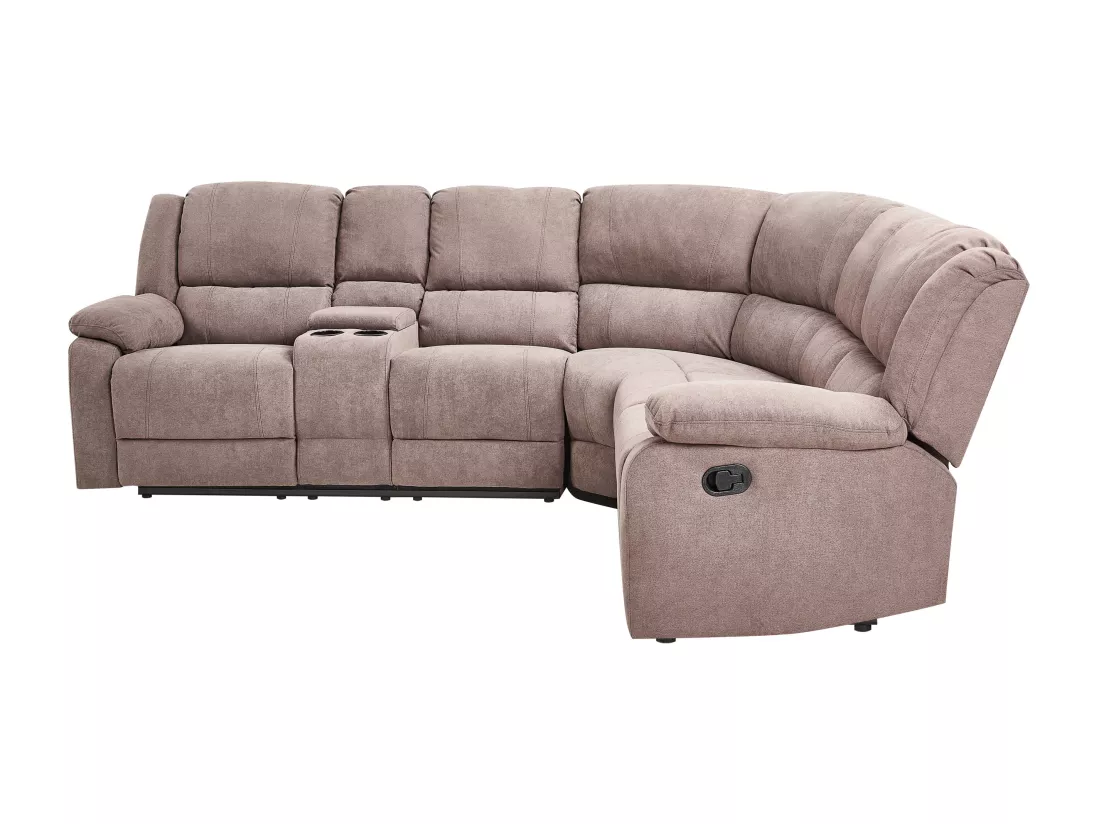 Canapé d'Angle de Relaxation Manuel à 5 Places en Tissu Beige Taupe Rokke