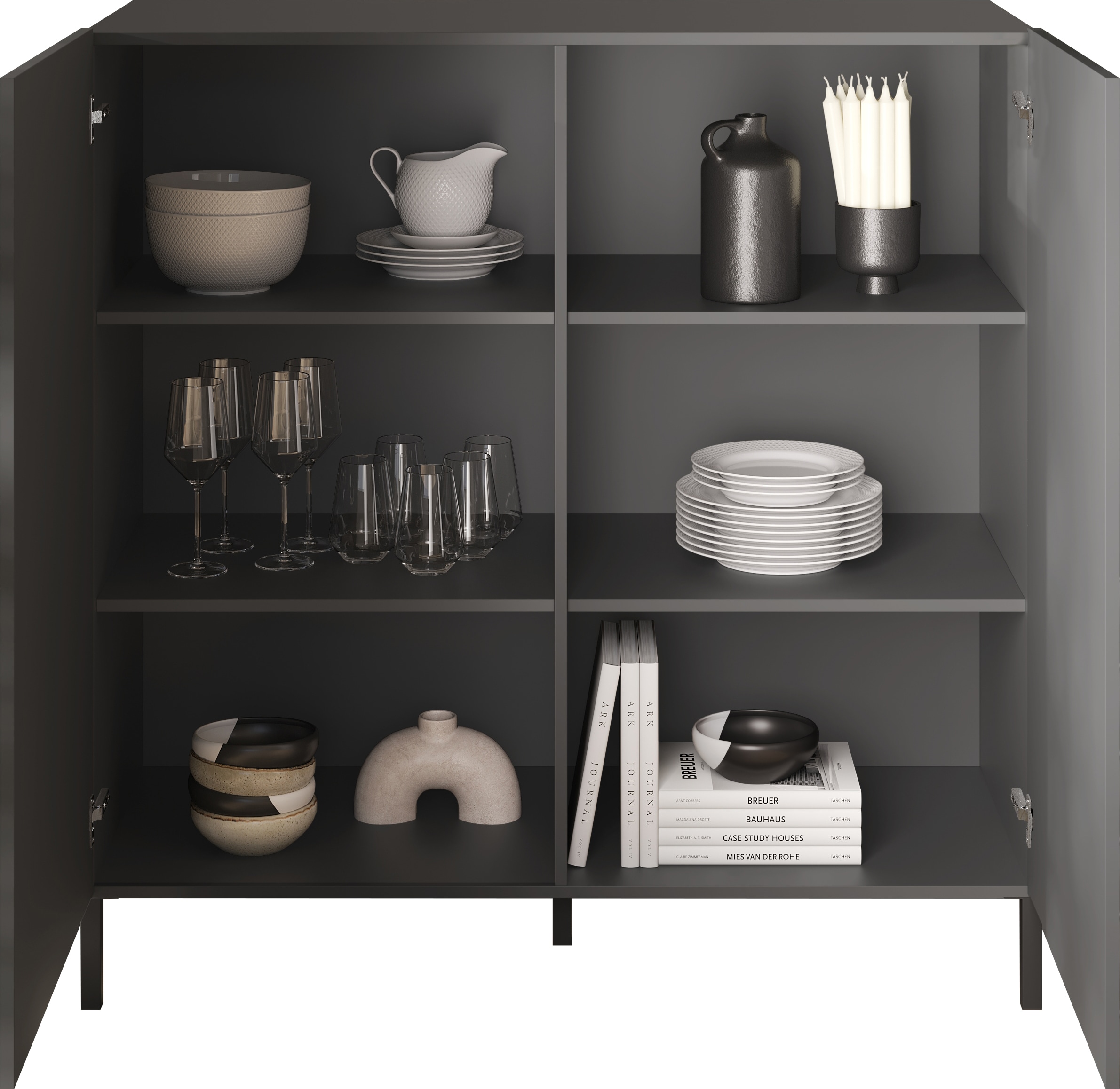 INOSIGN Highboard »Snake, Kommode, Anrichte, Stauraummöbel, Höhe 123 cm, Breite 121 cm« moderne Wohnmöbel, 2 Türen, viel Stauraum, stilvoll und funktional
