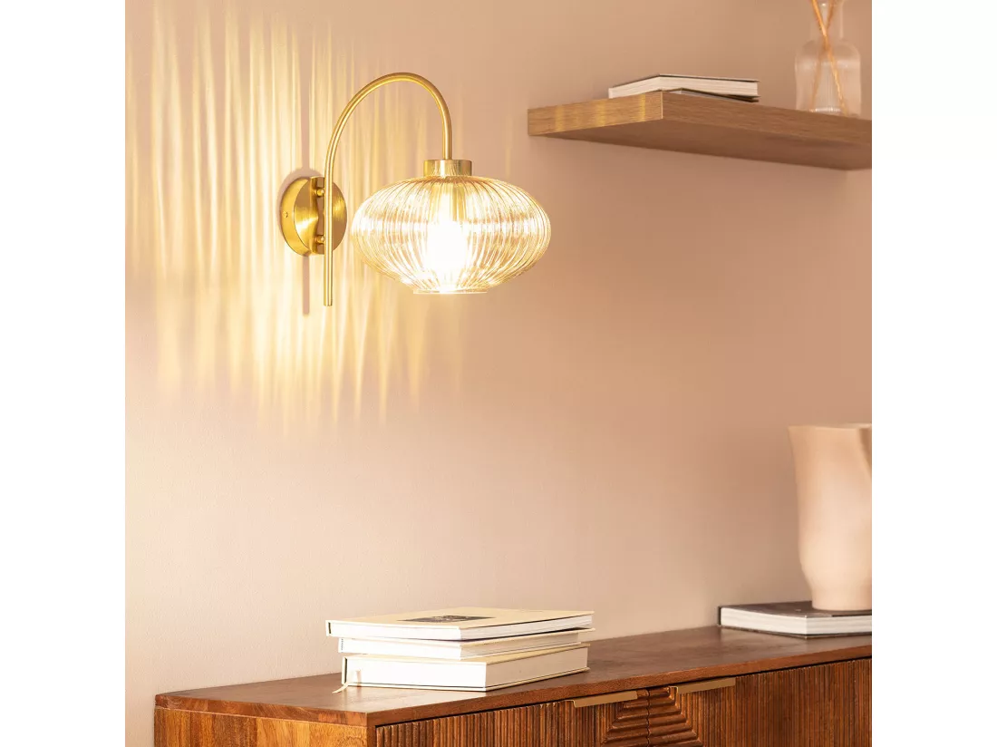 Lampe Murale Métal et Verre Basile Ambre