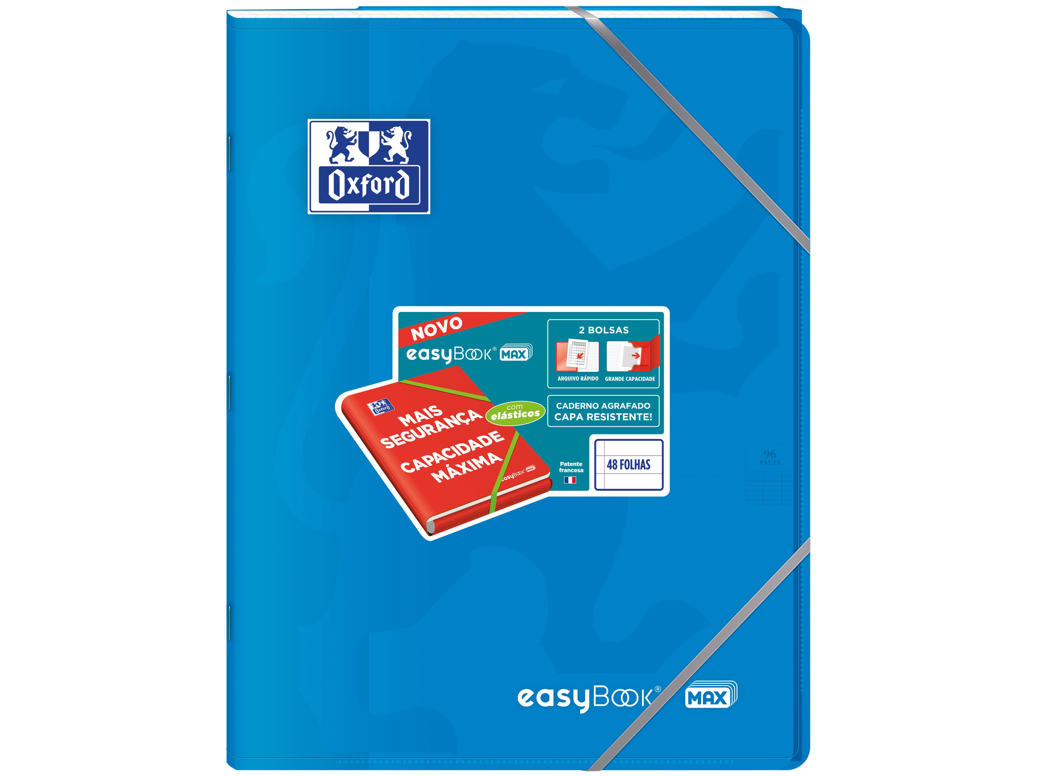 CADERNO AGRAFADO A4 OXFORD EASYBOOK MAXI COM ELÁSTICOS PAUTADO 48 FOLHAS CORES SORTIDAS