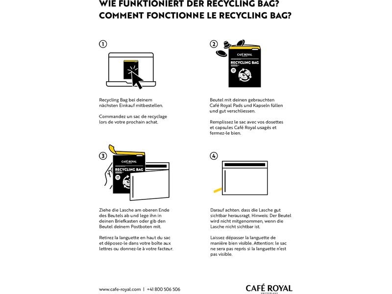 Café Royal Recyclingbeutel 1 Stück Behälter für die Wiederverwertung von Aluminiumkapseln und Pads